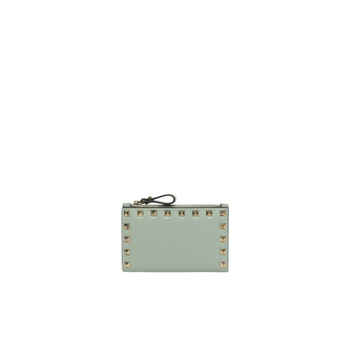 Rockstud Grainy Calfskin Cardholder With Zipper 卡片包/零錢包