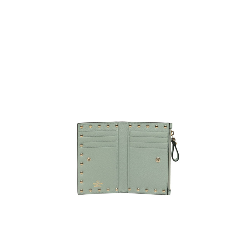 Rockstud Grainy Calfskin Cardholder With Zipper 卡片包/零錢包-1