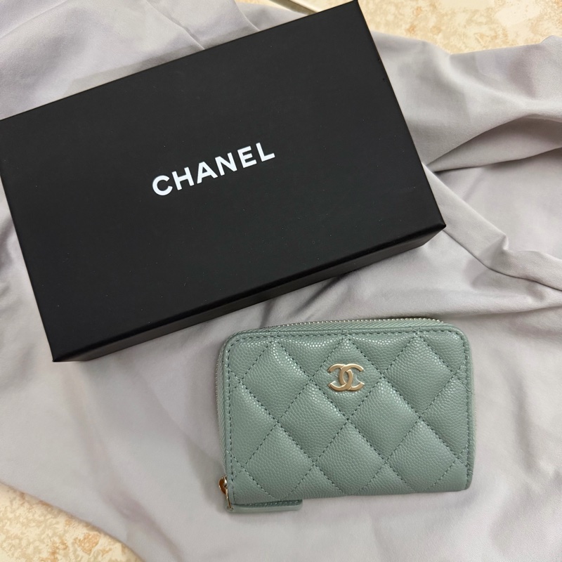 Chanel 香奈兒 經典零錢包 ㄇ字零錢包 湖水藍 專櫃購入-0