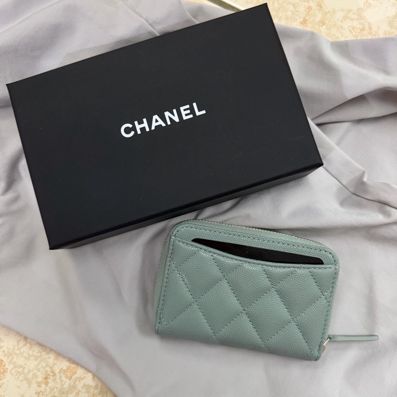 Chanel 香奈兒 經典零錢包 ㄇ字零錢包 湖水藍 專櫃購入-1