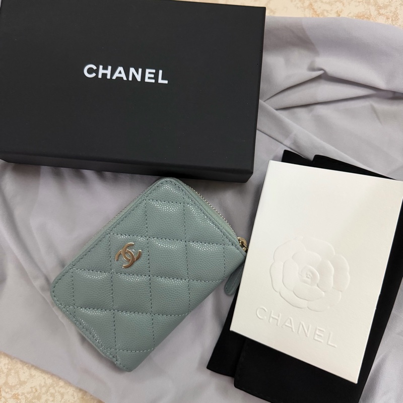 Chanel 香奈兒 經典零錢包 ㄇ字零錢包 湖水藍 專櫃購入-4