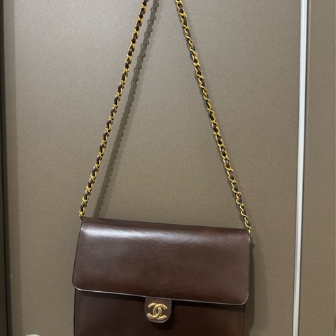 Chanel vintage 咖啡色牛皮信封包