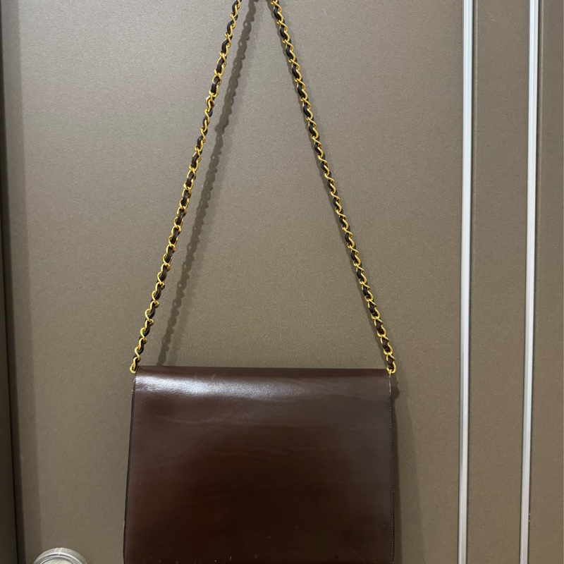 Chanel vintage 咖啡色牛皮信封包-1