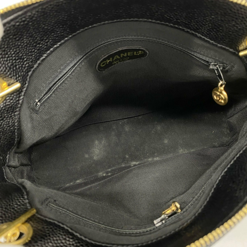 香奈兒黑魚子醬皮鏈單肩包女士-3