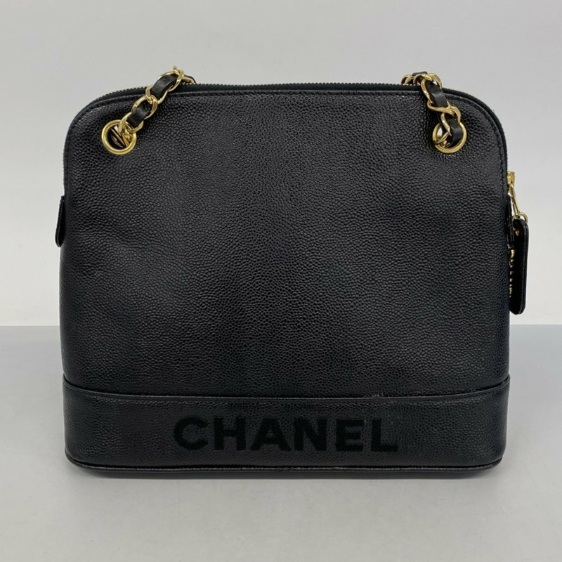 香奈兒黑魚子醬皮鏈單肩包女士-11
