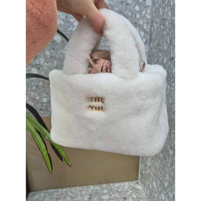 MIU MIU 白色羊毛手提包 小號手提包 小號斜背包-1