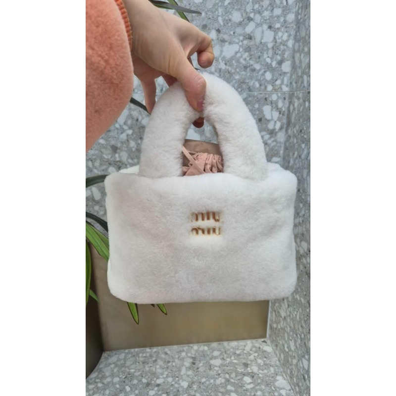 MIU MIU 白色羊毛手提包 小號手提包 小號斜背包-4