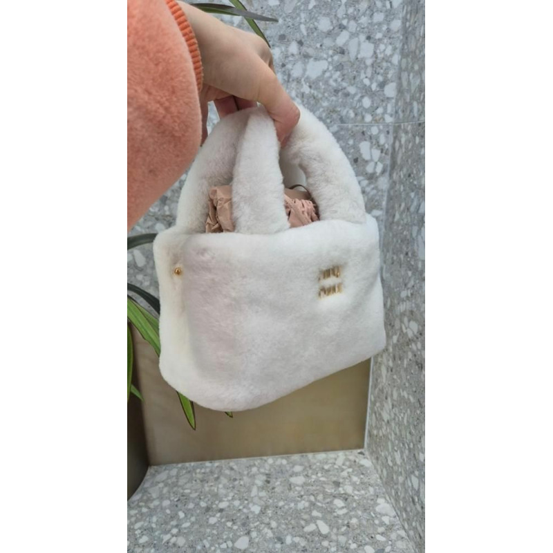 MIU MIU 白色羊毛手提包 小號手提包 小號斜背包-5