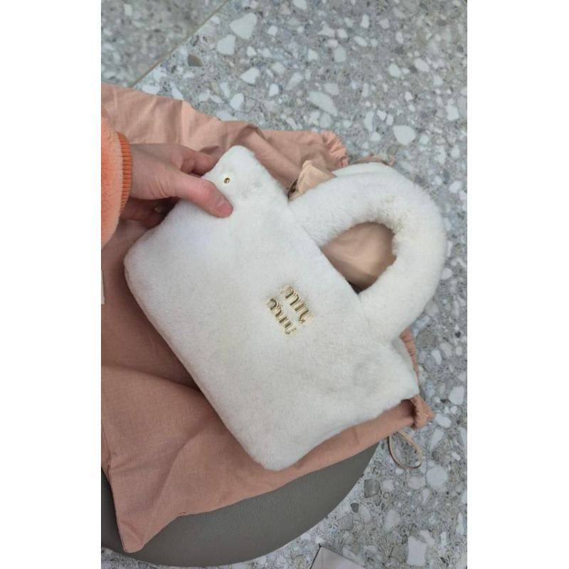 MIU MIU 白色羊毛手提包 小號手提包 小號斜背包-6