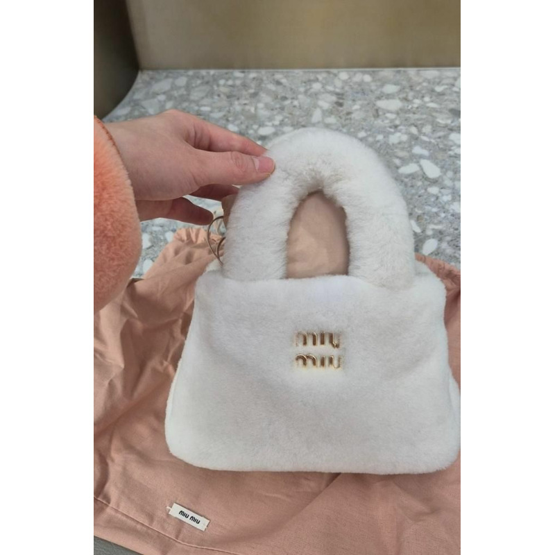 MIU MIU 白色羊毛手提包 小號手提包 小號斜背包-8