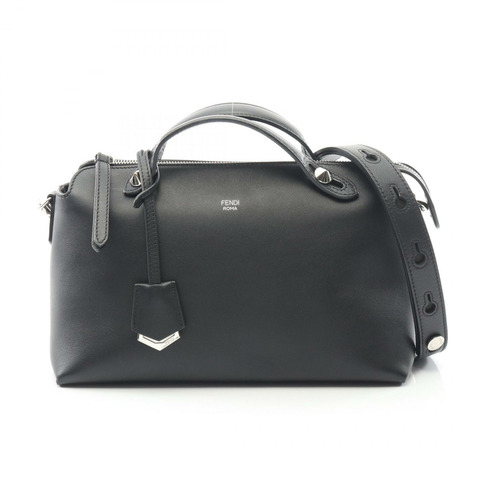 FENDI BY THE WAY 中型單肩斜背包，黑色皮革，二手女款