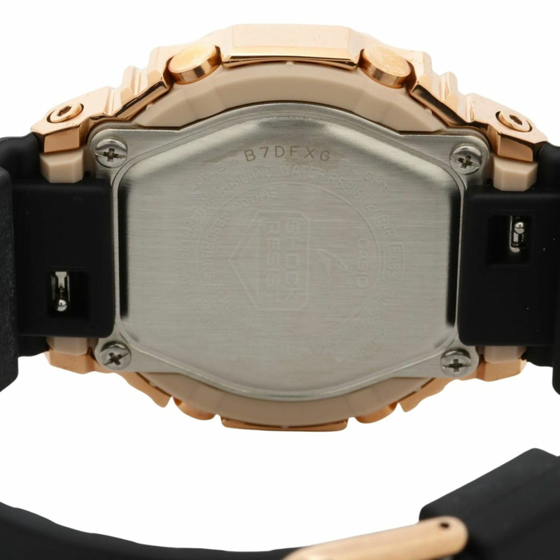 卡西歐 G-SHOCK 指針/數位雙顯女錶 GMS2100PG1A4JF 粉金黑樹脂/不鏽鋼錶殼-3