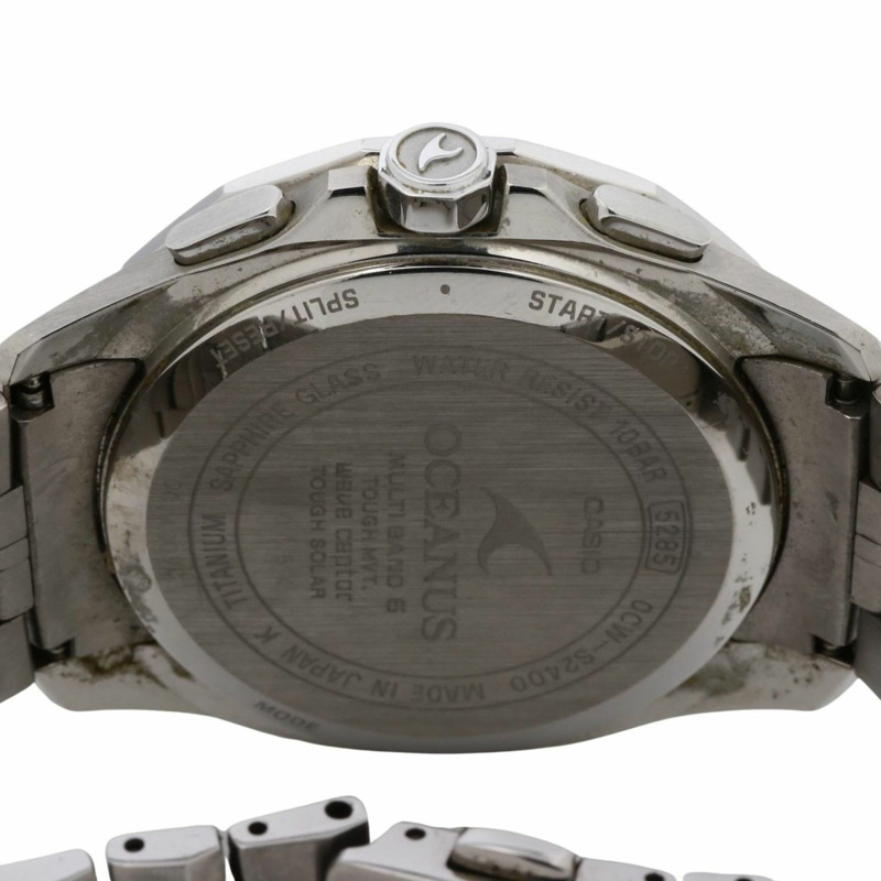 卡西歐 Oceanus OCWS24001AJF 男士模擬腕錶，黑色、藍色和銀色鈦金屬錶殼-3