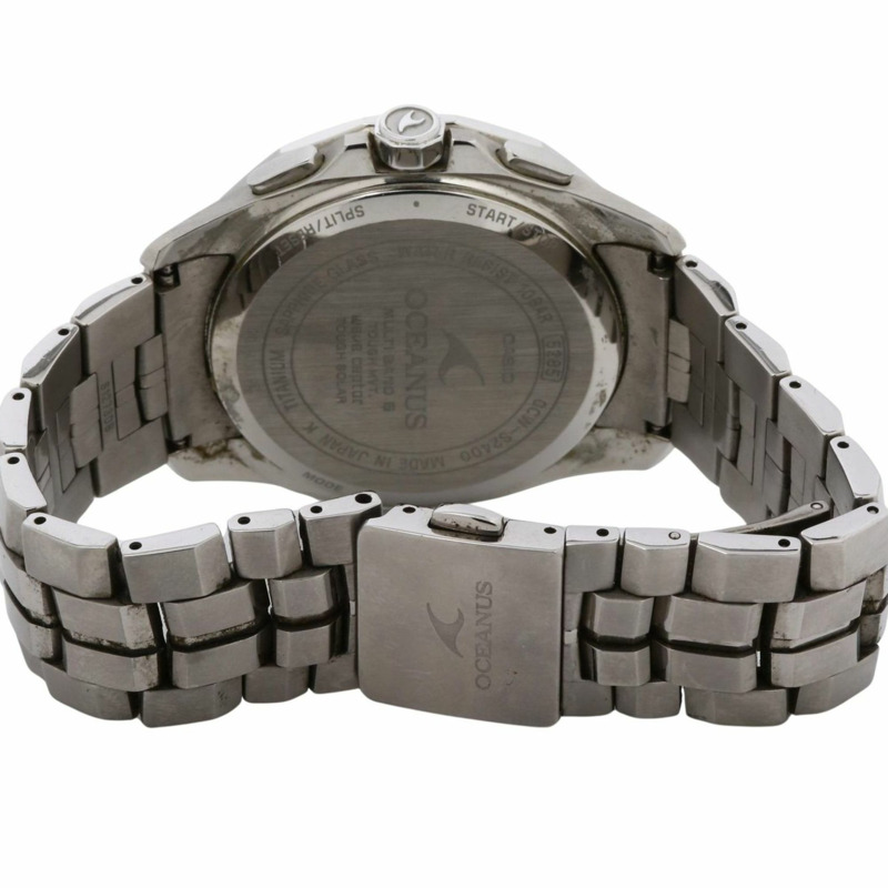 卡西歐 Oceanus OCWS24001AJF 男士模擬腕錶，黑色、藍色和銀色鈦金屬錶殼-4