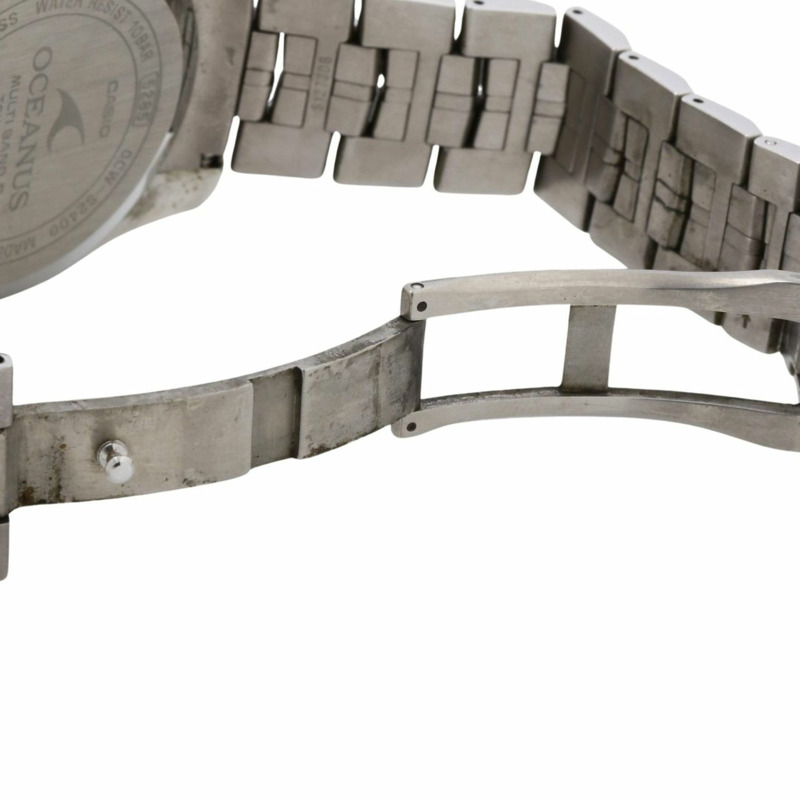 卡西歐 Oceanus OCWS24001AJF 男士模擬腕錶，黑色、藍色和銀色鈦金屬錶殼-5