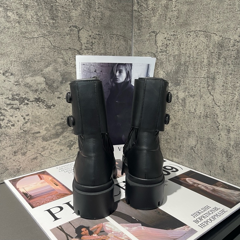 98新 GUCCI古馳 Interlocking 黑色厚底 馬丁靴 37碼 短靴 搭扣圓頭 增高4cm 女款-3