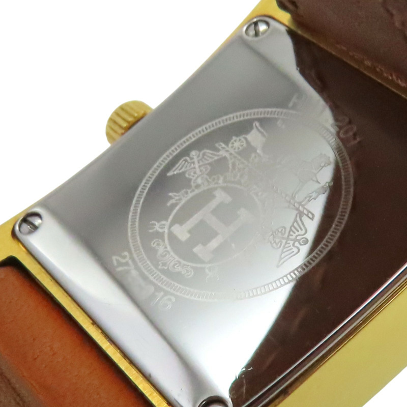 白色錶盤 金色不鏽鋼 Heure H 腕錶 後加鑽【HERMES 愛馬仕】 HH1.201-7
