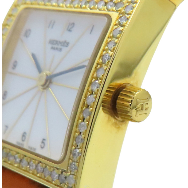 白色錶盤 金色不鏽鋼 Heure H 腕錶 後加鑽【HERMES 愛馬仕】 HH1.201-8