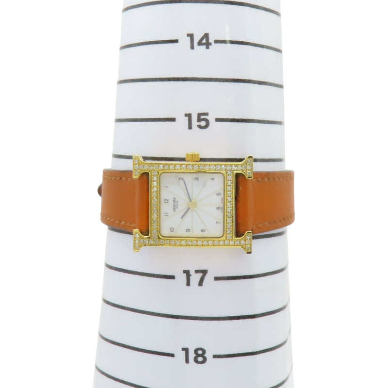 白色錶盤 金色不鏽鋼 Heure H 腕錶 後加鑽【HERMES 愛馬仕】 HH1.201-14