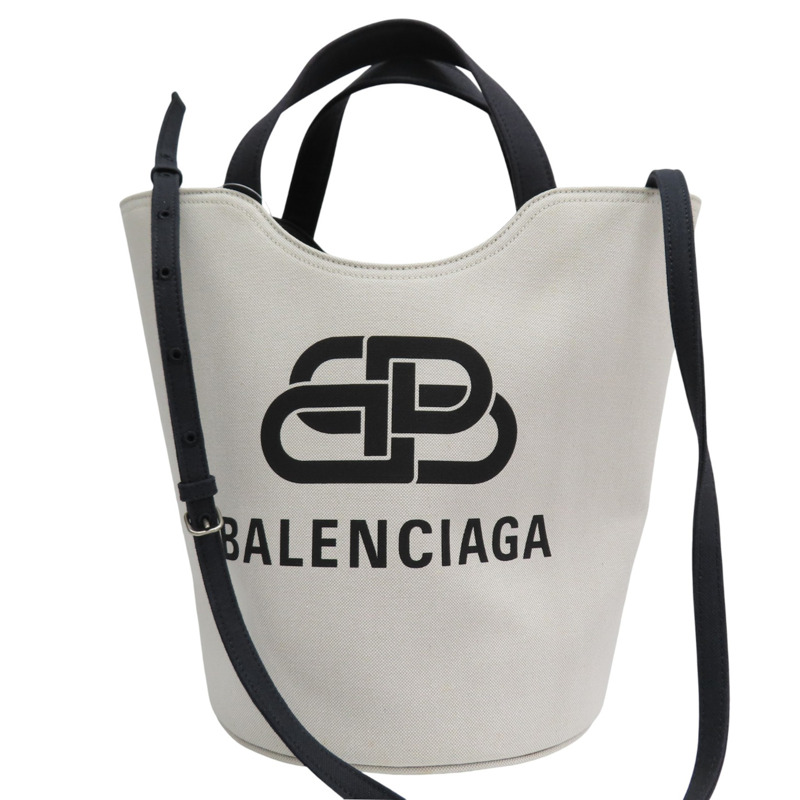 白色 帆布 Wave BB 兩用包【BALENCIAGA 巴黎世家】 599332-0