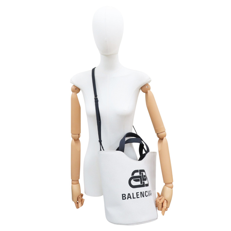 白色 帆布 Wave BB 兩用包【BALENCIAGA 巴黎世家】 599332-7