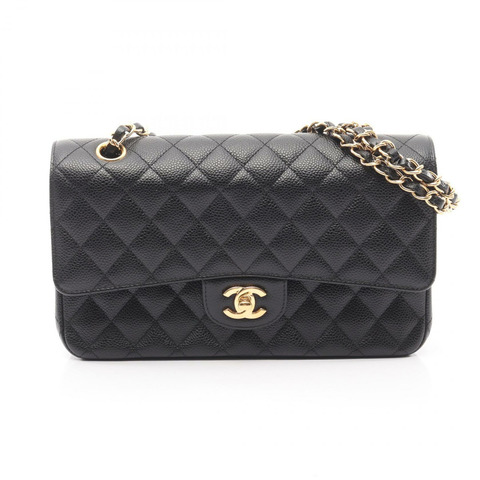 香奈兒 (CHANEL) 絎縫翻蓋鏈條肩背包 A01112 黑色皮革 GHW 二手 CC