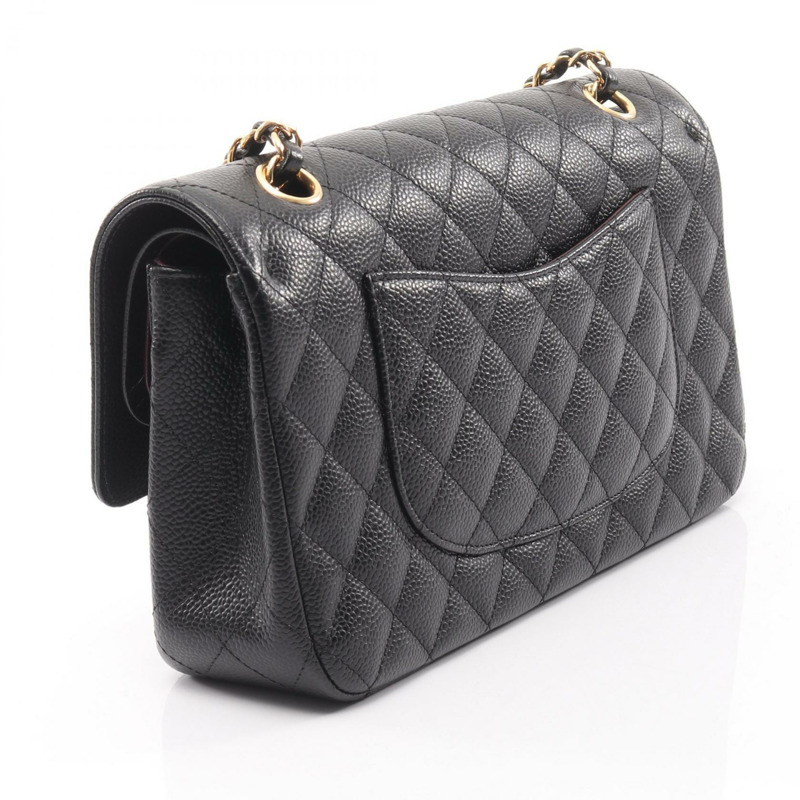 香奈兒 (CHANEL) 絎縫翻蓋鏈條肩背包 A01112 黑色皮革 GHW 二手 CC-1