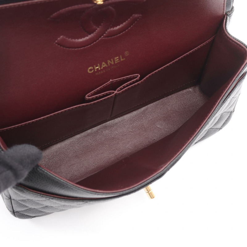 香奈兒 (CHANEL) 絎縫翻蓋鏈條肩背包 A01112 黑色皮革 GHW 二手 CC-2