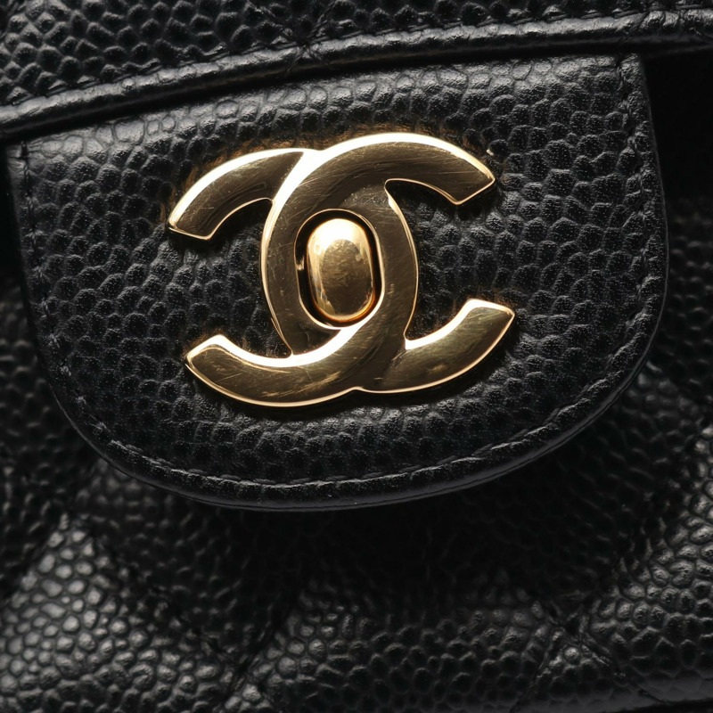 香奈兒 (CHANEL) 絎縫翻蓋鏈條肩背包 A01112 黑色皮革 GHW 二手 CC-6