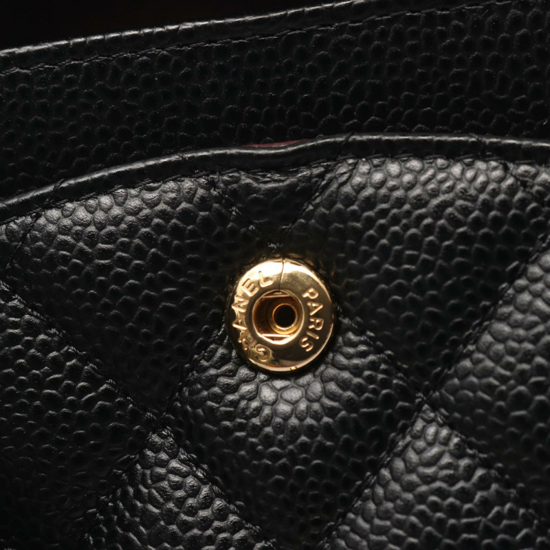 香奈兒 (CHANEL) 絎縫翻蓋鏈條肩背包 A01112 黑色皮革 GHW 二手 CC-8