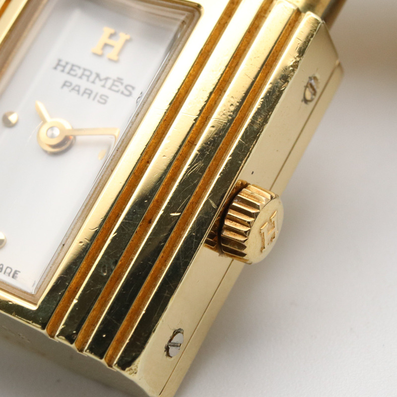 白色錶盤 鍍金 石英 Kelly 腕錶【HERMES 愛馬仕】 KE1.201-6