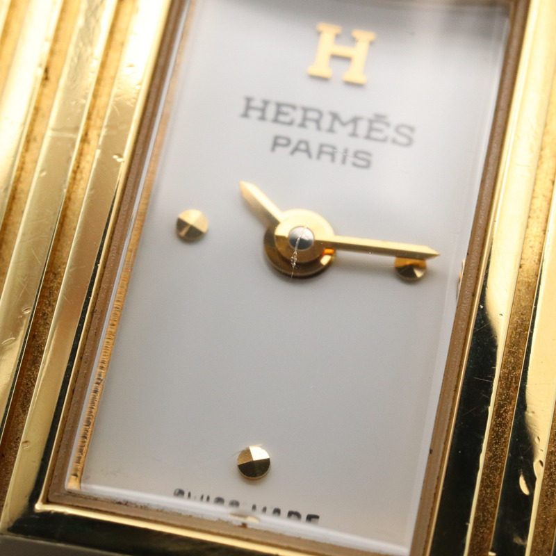 白色錶盤 鍍金 石英 Kelly 腕錶【HERMES 愛馬仕】 KE1.201-7