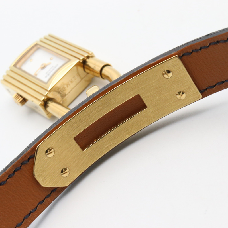 白色錶盤 鍍金 石英 Kelly 腕錶【HERMES 愛馬仕】 KE1.201-12