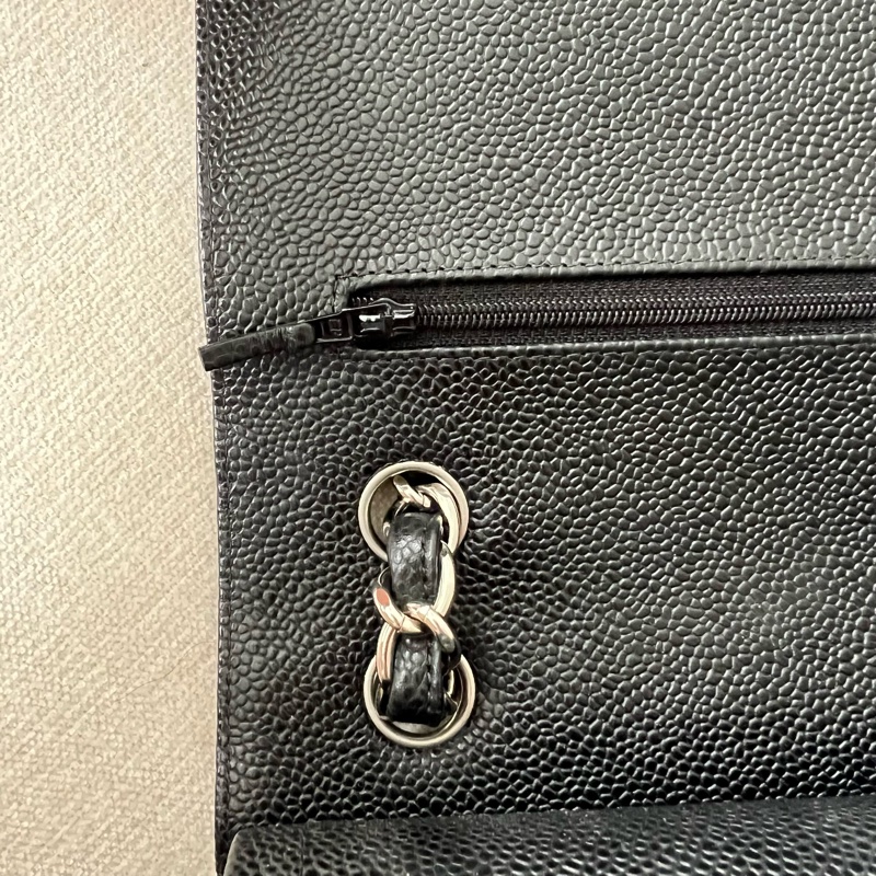 CHANEL CF30 JUMBO香奈兒 黑銀荔枝皮 30cm 雙蓋-17