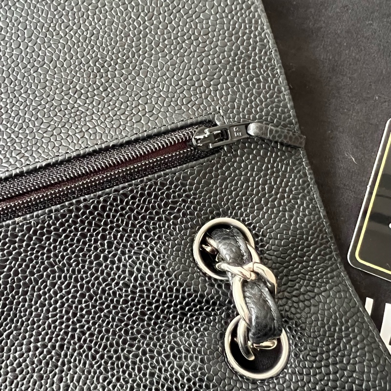 CHANEL CF30 JUMBO香奈兒 黑銀荔枝皮 30cm 雙蓋-18