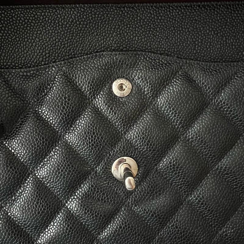 CHANEL CF30 JUMBO香奈兒 黑銀荔枝皮 30cm 雙蓋-19