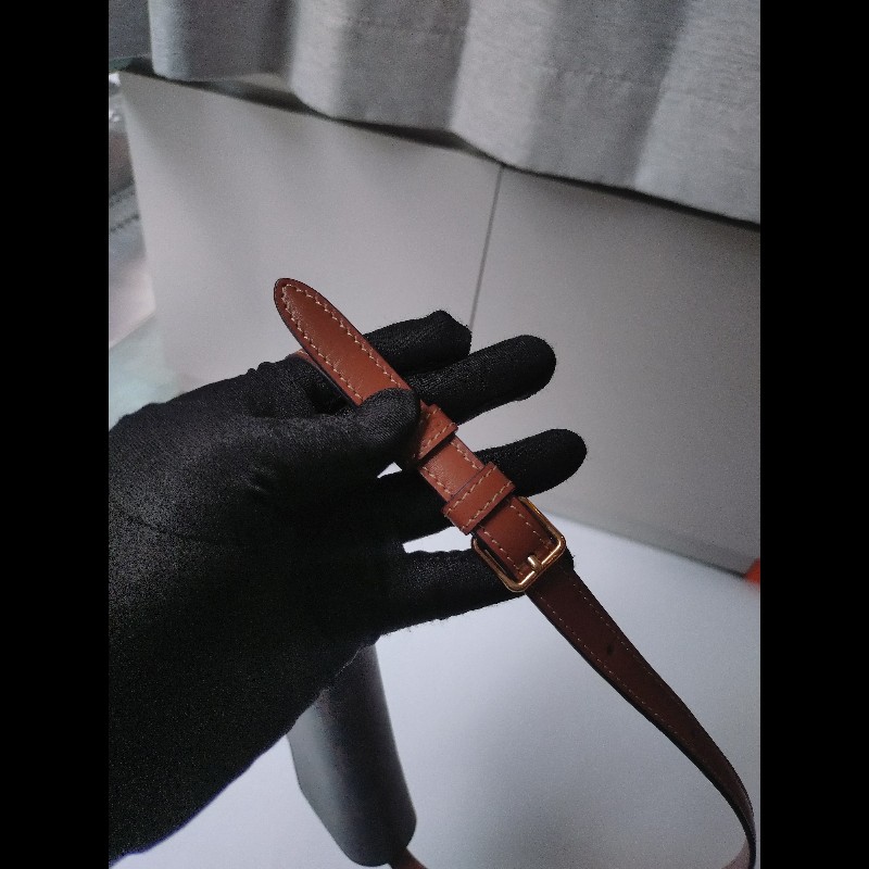 Celine 咖色印花凱旋門釦肩側包-15