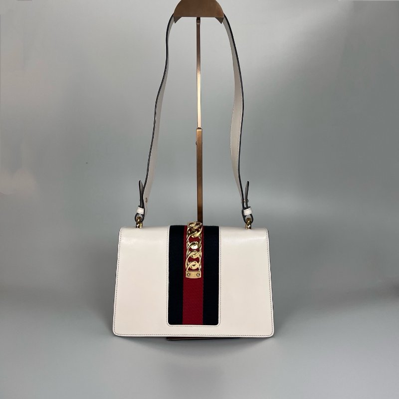 GUCCI 421882 白塞爾維亞斜肩包 中號-1