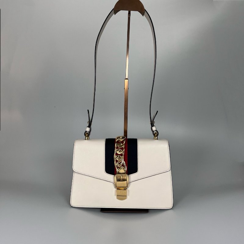 GUCCI 421882 白塞爾維亞單肩包 中號-0