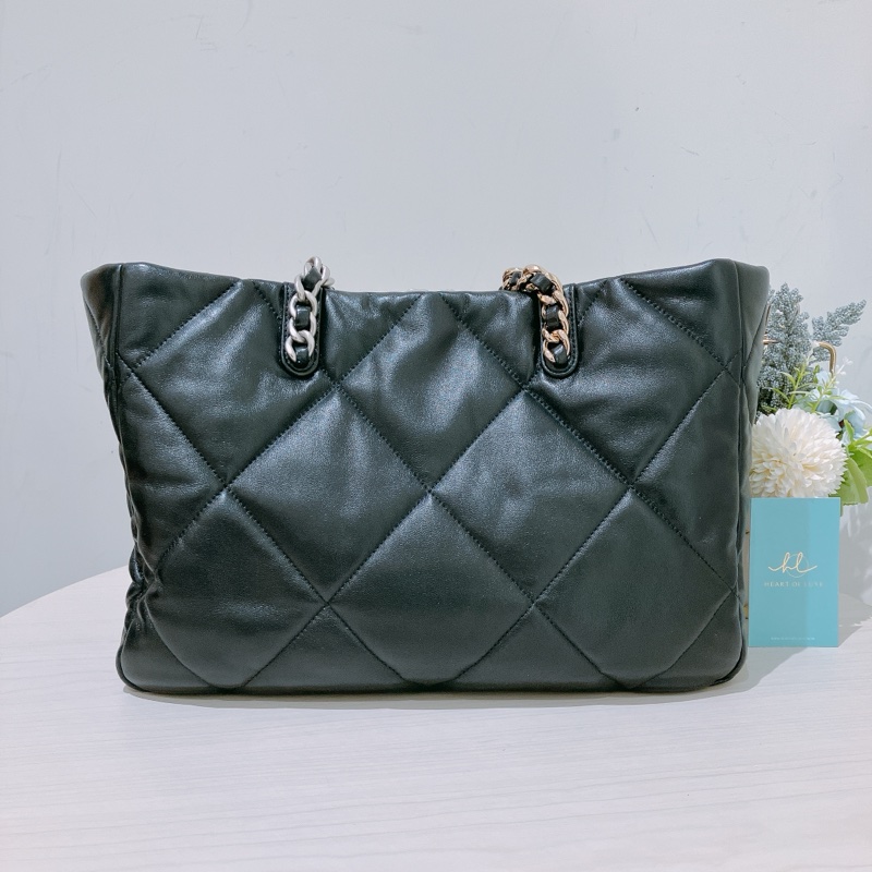 TK1904 CHANEL 香奈兒19系列大型菱格單肩鍊帶包包19 BLACK TOTE HANDBAG LAMBSKIN-1
