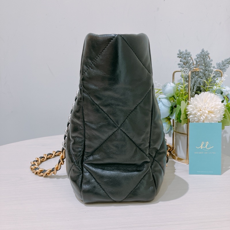 TK1904 CHANEL 香奈兒19系列大型菱格單肩鍊帶包包19 BLACK TOTE HANDBAG LAMBSKIN-2