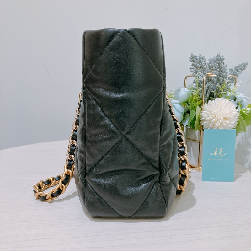 TK1904 CHANEL 香奈兒19系列大型菱格單肩鍊帶包包19 BLACK TOTE HANDBAG LAMBSKIN-3