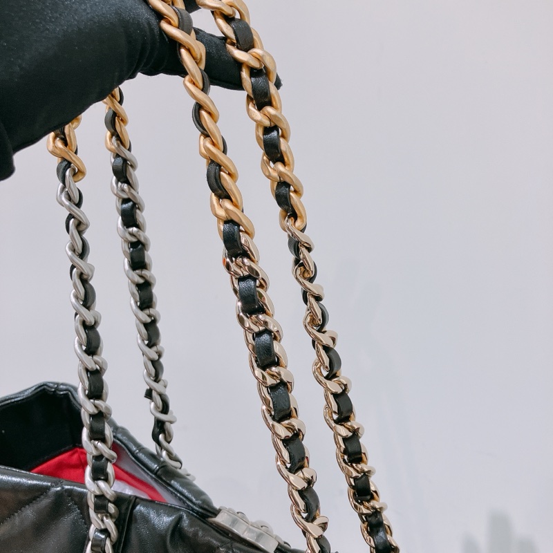 TK1904 CHANEL 香奈兒19系列大型菱格單肩鍊帶包包19 BLACK TOTE HANDBAG LAMBSKIN-11