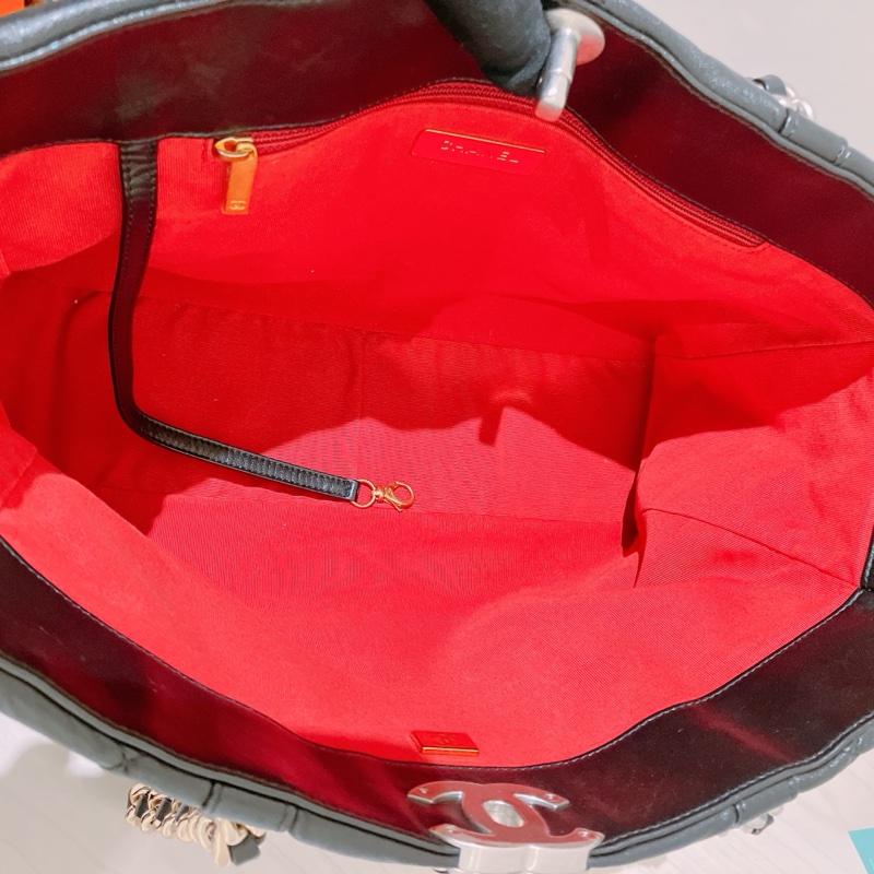 TK1904 CHANEL 香奈兒19系列大型菱格單肩鍊帶包包19 BLACK TOTE HANDBAG LAMBSKIN-12