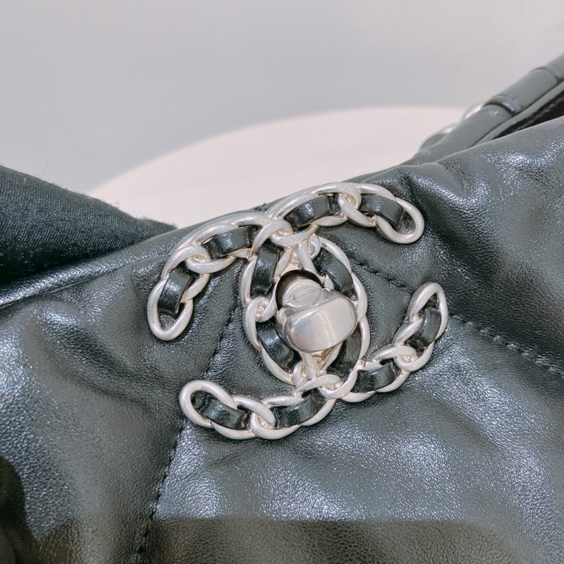 TK1904 CHANEL 香奈兒19系列大型菱格單肩鍊帶包包19 BLACK TOTE HANDBAG LAMBSKIN-17