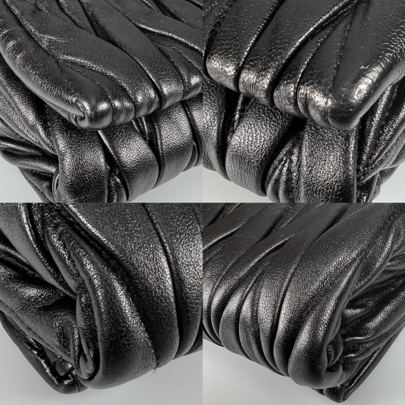 MIUMIU  黑色金扣皺褶單肩鏈條包-14