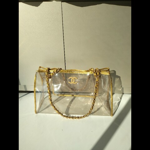 Chanel 金鍊透明托特包