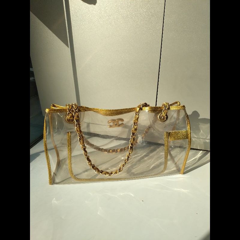 Chanel 金鍊透明托特包-2