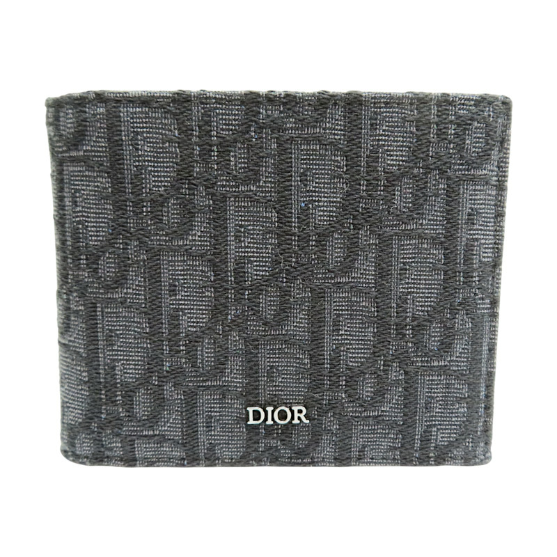 深藍色 帆布 Wallet 雙折 短夾【Dior 迪奧】 2OBBH027-0