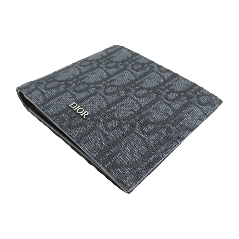 深藍色 帆布 Wallet 雙折 短夾【Dior 迪奧】 2OBBH027-2
